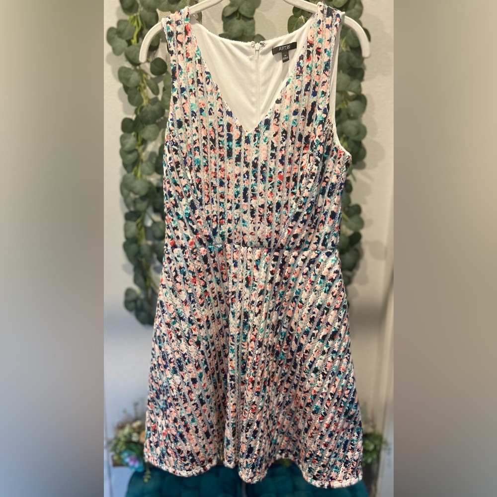 Apt 9 Sleeveless MulticolorTextured Mesh A Line Dress - Size 10